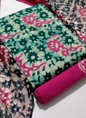 BATIK PRINTED CONTRAST DUPATTA COTTON SUITE
